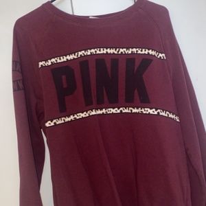 Victoria secret pink - maroon colored crew neck size large